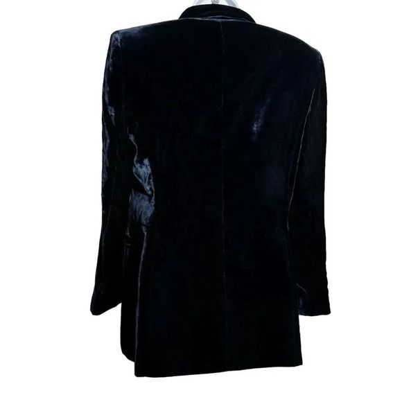 luisa spagnoli Velvet blazer vintage classic size 44 US size Medium dark blue - Picture 9 of 13